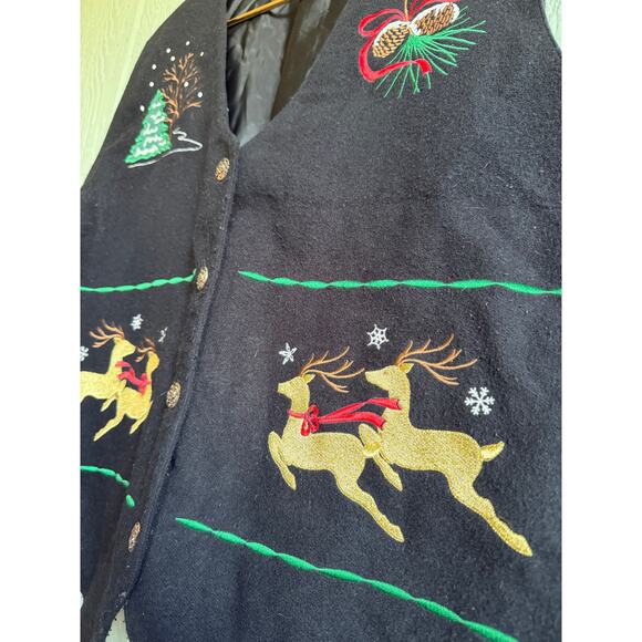 Vintage Karen Scott Christmas Vest 2X Embroidered Snowflakes & Trees - Picture 3 of 5